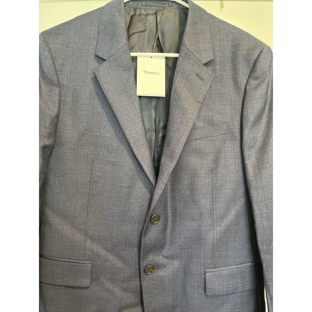 Theory Chambers Tonal Plaid Slim Fit Suit Jacket Baltic Multi Andes 42S 42 S - Picture 4 of 5